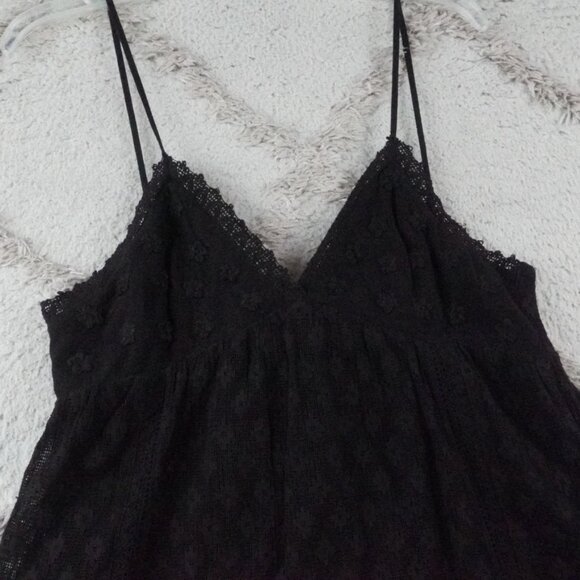 Zara Strappy Embroidered Mini Dress Womens Small Black Floral Black W/ Pockets - Picture 6 of 13